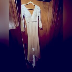 Elegant floor length with train wedding dress or reception dress